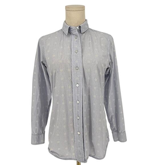 Lizwear Polka Dot Button Front Shirt Women's Size S Light Blue Casual - Picture 4 of 7